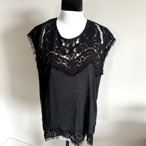 Generation Love Black Lace-Trim Sleeveless Top